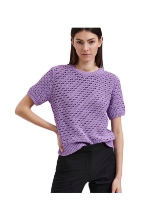 Selected Femme Sweaters - Selected Femme NWT chunky shortsleeved knit weave violet sweater extra large